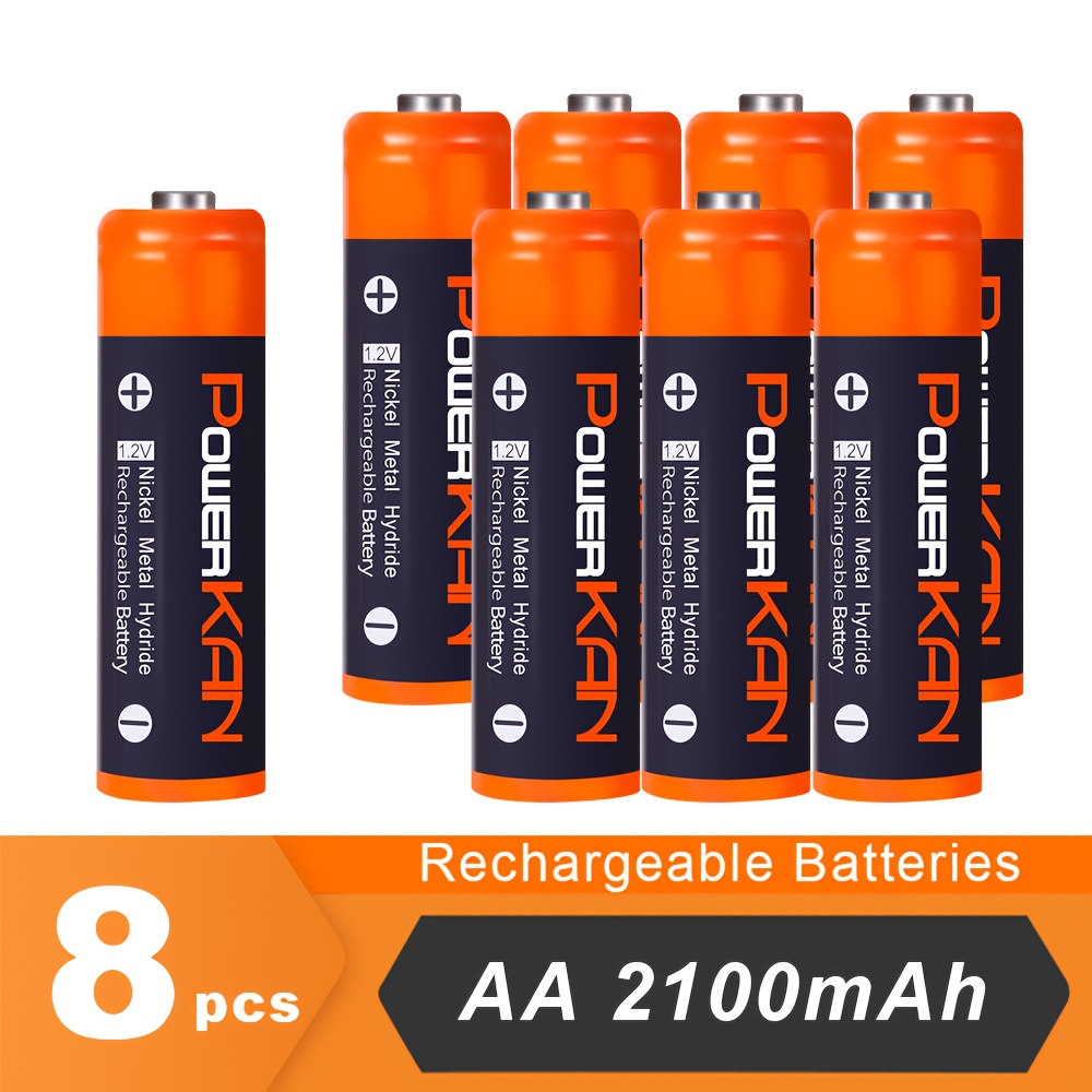 8pcs/box Aa 1.2v Nimh Rechargeable Batteries 2100mah Powerkan Long Lasting For
