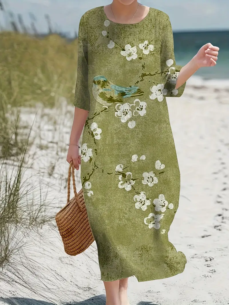 plus size plus size womens floral print beach dress - Temu Oman plus size plus size womens floral print beach dress - Temu Oman