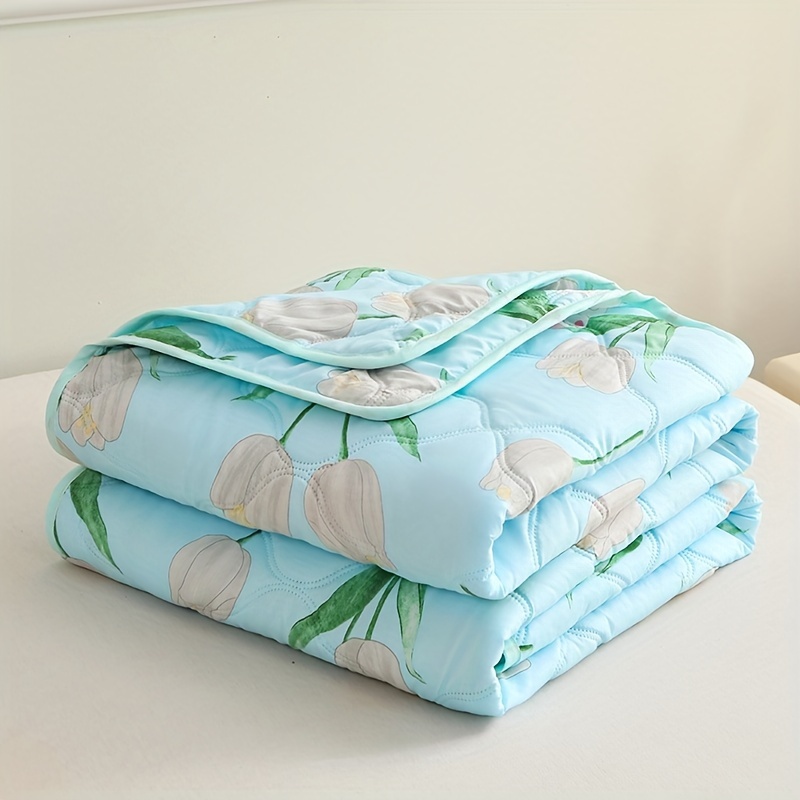 

1pc Tulip Summer Quilt Soft Skin-friendly Printed Summer Cool Quilt Air Conditioning Quilt Small Fresh Thin Quilt Living Room Sofa Quilt Nap Thin Quilt Multi-purpose Small Thin Quilt