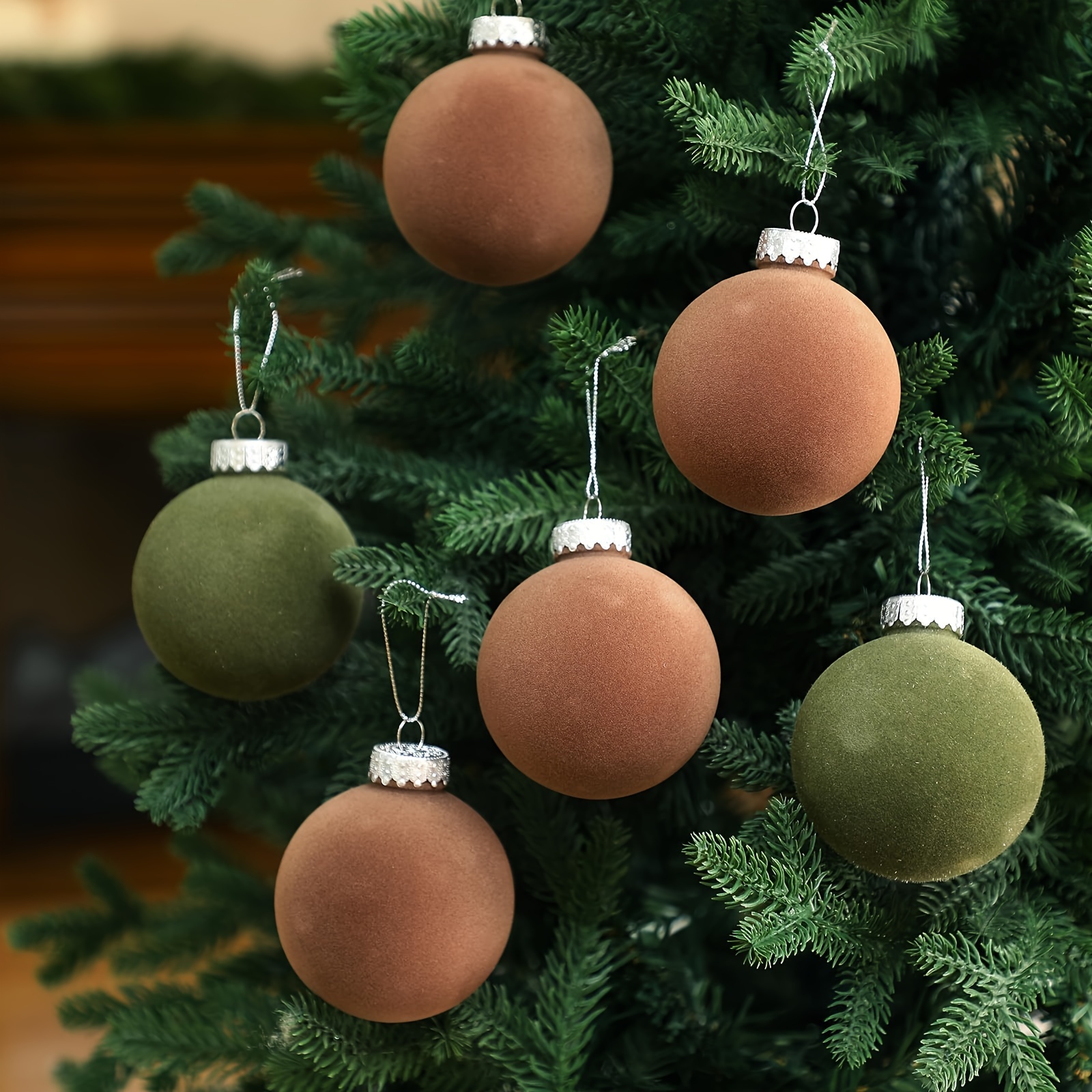 

9 Pcs Classic Velvet Christmas Tree Ornaments - Plastic Flocked Hanging Balls For Holiday Decoration, No Electricity Or Feathers Required