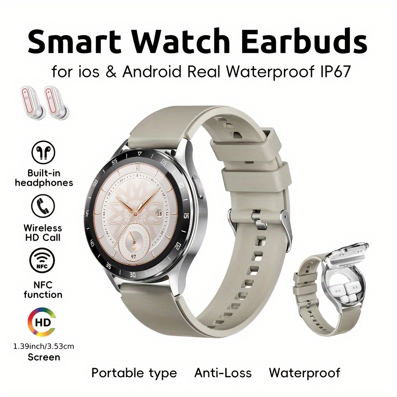 Smart Watch With Headphones, TW Headphone And Watch In One, AI Noise  Reduction Wireless Call, Smart Bracelet, Multiple Sports Suitable For IOS