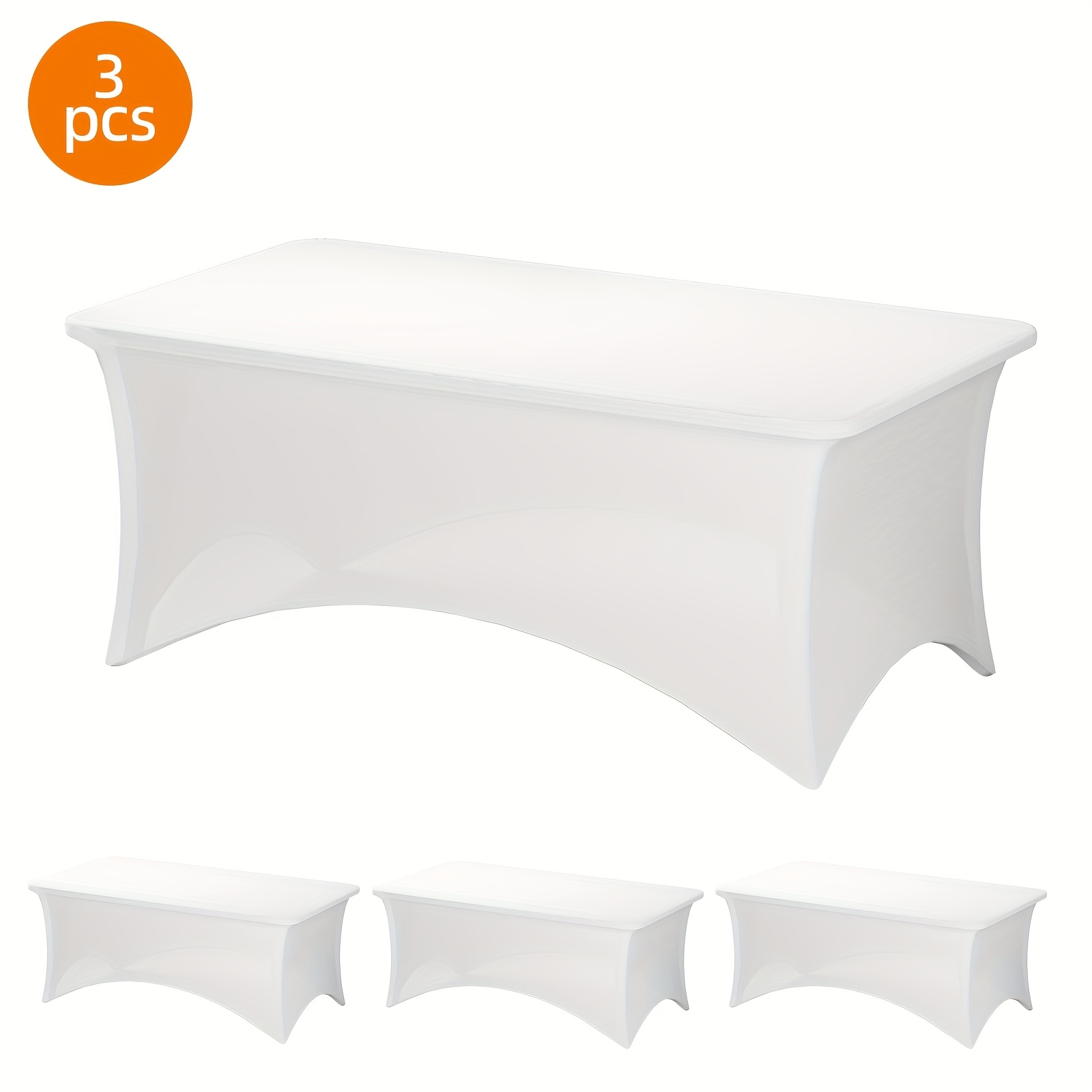 TEMU Tomnk 2pcs/3pcs Stretch Spandex Tablecloth, Rectangular, 4ft/6ft/8ft, , Wrinkle-resistant Material, Suitable For Wedding Banquets, Trade Shows,