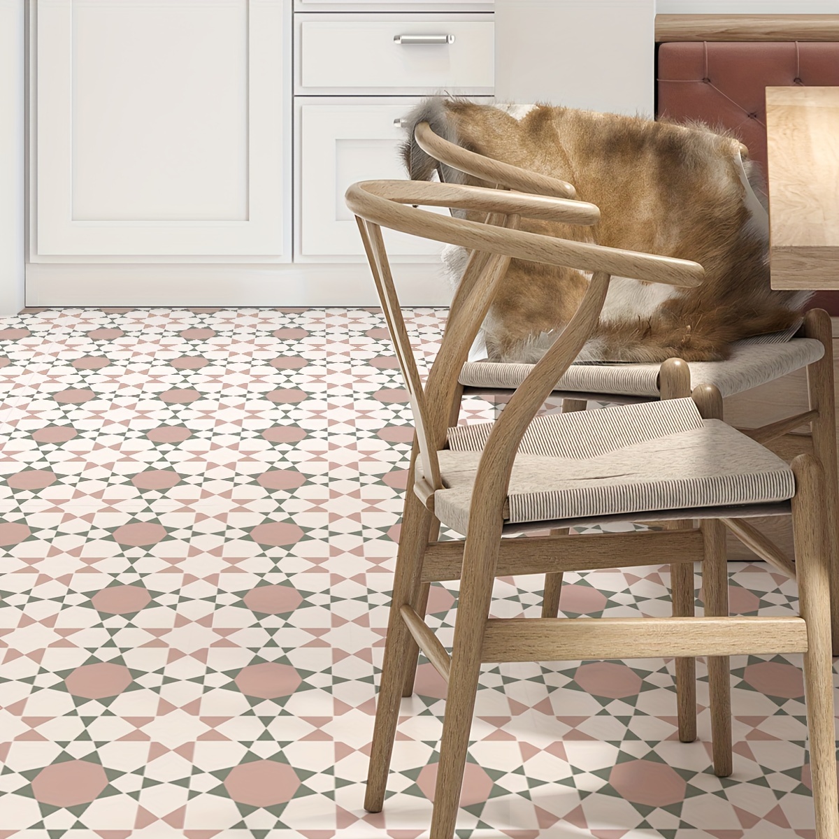

9-piece Pink Peel & Stick Floor Tiles - Waterproof, Non-slip Vinyl Decals For Easy Home Decor In Bedroom, Kitchen, Living Room, And More - 7.87x7.87 Inches