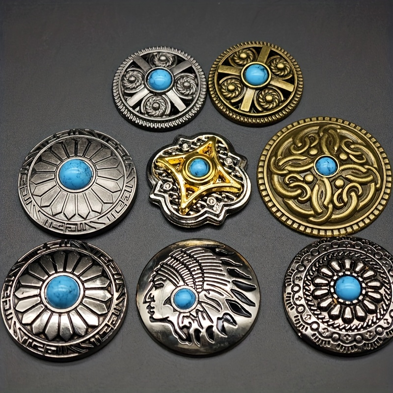 TEMU Paquete de 8 hebillas de billetera vintage de de , hebillas decorativas con tornillo, plata/ vintage, adecuadas para artículos de cuero, bolsos,