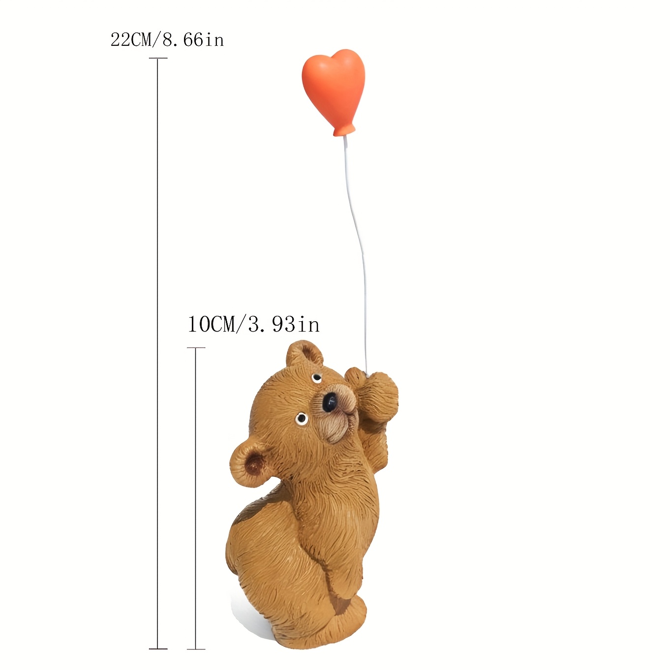 Image of Creative Bear Figurine - Desktop Decor Ornament/bear Decorative Art - Bookshelf And Wine Cabinet Figurine/cute Small Brown Bear Figurine - Holding Balloon