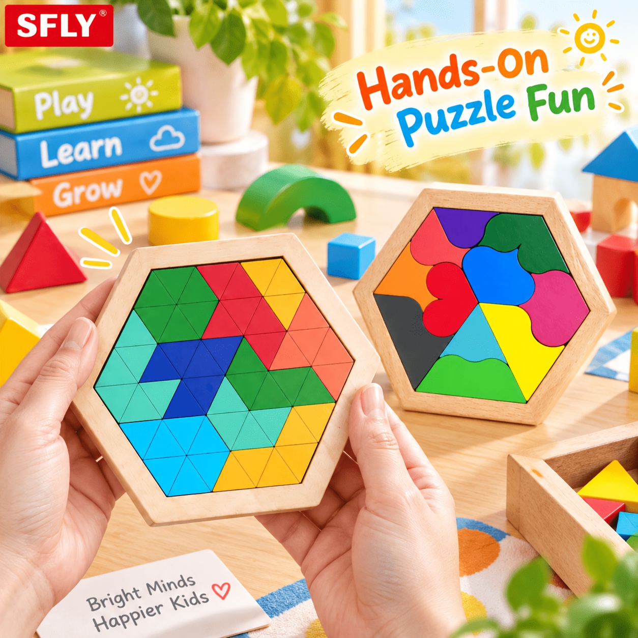 SFLY Wooden Hexagon Geometric Shape Toy
