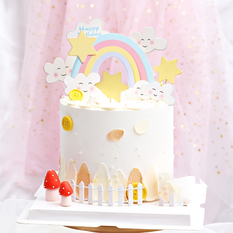 Rainbow Cloud Cake Topper Colorful Cake Topper Happy - Temu