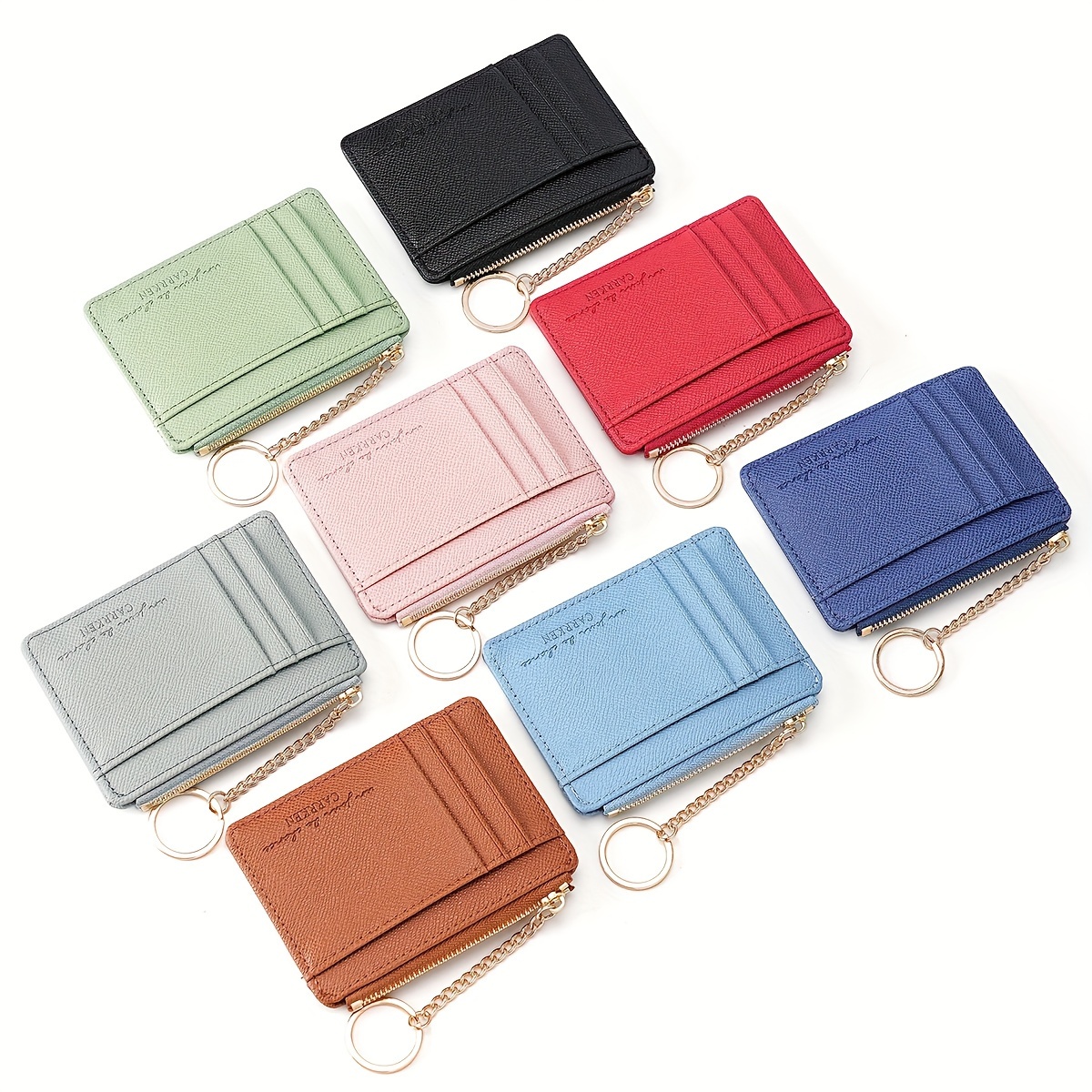 minimalist wallet credit card holder keychain zipper - Temu