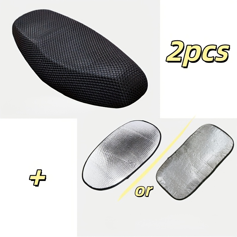 TEMU 2pcs/set Universal Motorcycle Seat Mesh Anti-slip Protector Pad Breathable Cushion Accessories For Most Motorcycles