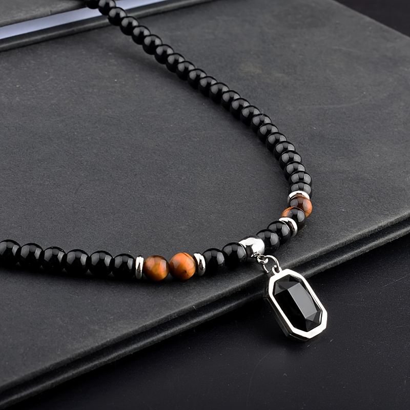 TEMU 1pc Fashion Titanium 316l Stainless Steel Pendant Necklace For Men Women Bead Chain Fashion Jewelry Perfect Gift