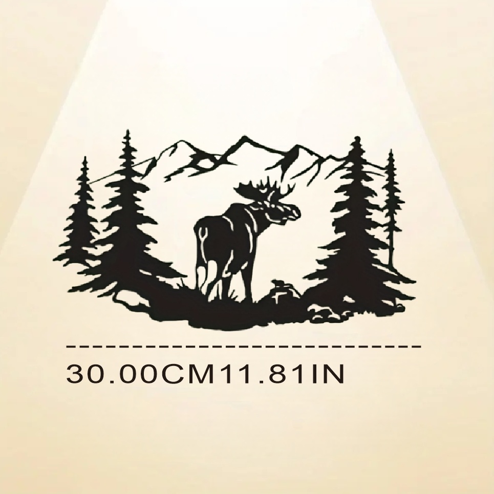 TEMU 1pc Of Wall Decor, Family Of Deer Metal Wall Art, Tree Mountain Wall Art, Metal Deer Sign, Home Decor Art, Wildlife Black Metal Wall Decoration,