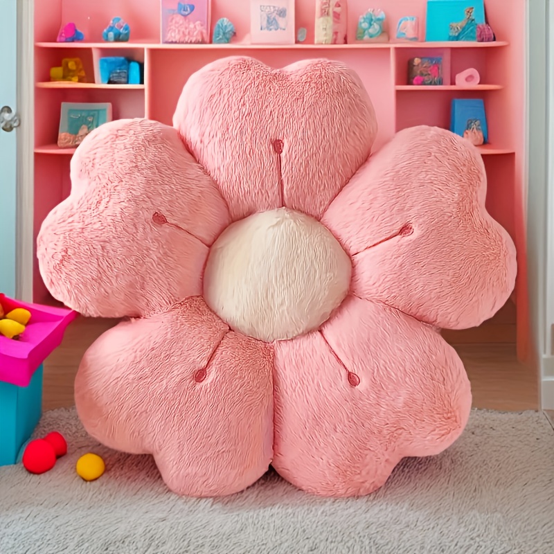 Image of 1pc Cuddle Pillow, Soft Plush Daisy Cushion For Bedroom Living Room Sofa, Petal Daisy Seat Cushion, Sofa Pillow, White/pink, Inches, Cute