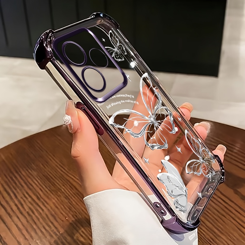 TEMU para Teléfono: Anticaídas de Esquinas Compatible con OPPO A5, A5x, A5 Pro 4G 5G, Cubierta de Plástico Plateado con