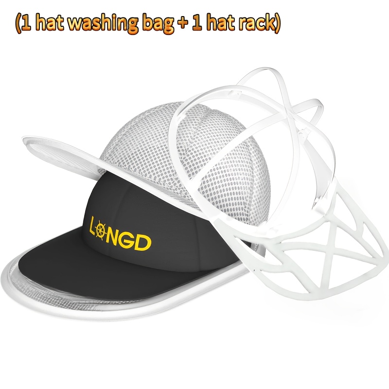 TEMU Égouttoir pour lavage de chapeaux de machine à laver, boîte de nettoyage pour casquettes de baseball, nettoyeur de chapeaux à dessus plat et à