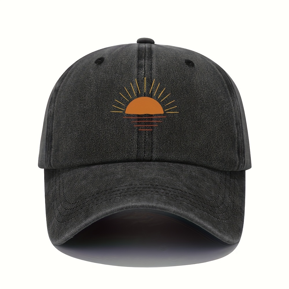 

Vintage Washed Dad Cap, Adjustable Lightweight Sports Baseball Hat For Women, Sun Protection, 1 Size Fits Most, Sunrise Design