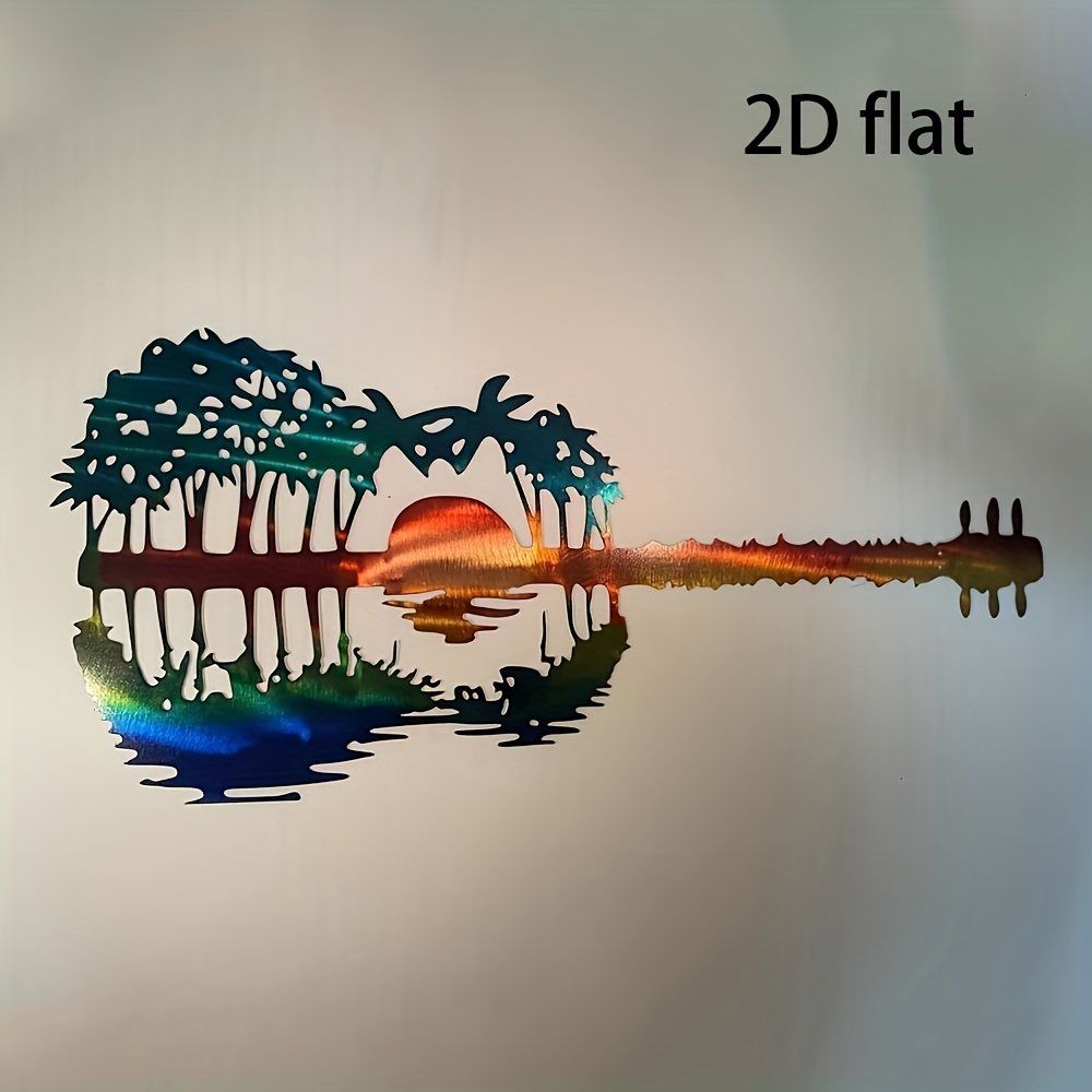 TEMU 1pc Art Mural Métal Guitare pour Studio de Musique, Salle de Classe de Musique, Bureau à Domicile, Sculpture Murale Métal Guitariste