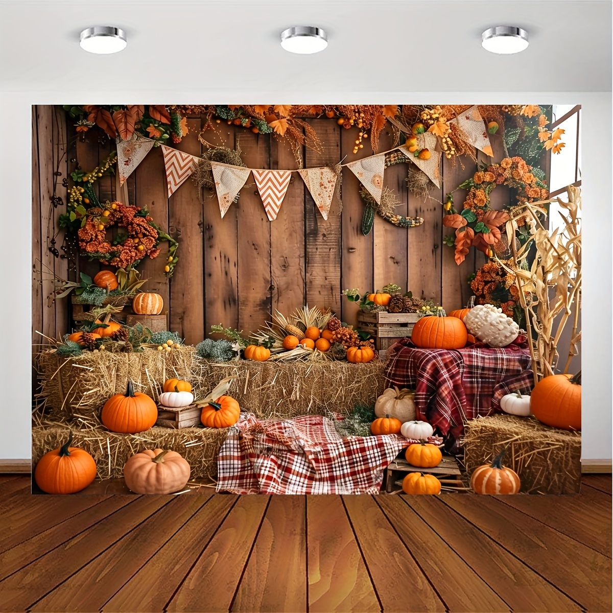 

Autumn Harvest Polyester Backdrop Banner – Multipurpose, Non-electric Thanksgiving Pumpkin Photo Background For General Use – Fall & Winter Holiday Decor – Farm Scene Photography Prop