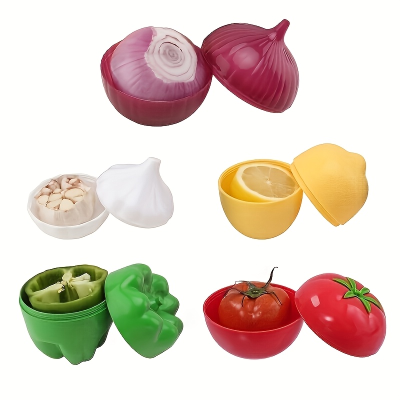TEMU 5/1pc Transparent Fruit And Vegetable Shaped Storage Boxes - Durable Plastic Refrigerator And Freezer Fresh-keeping Containers For Lemon, Green