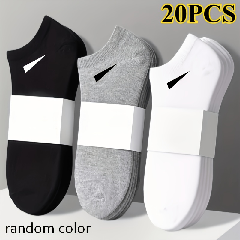 20pcs 10 pairs mens casual solid color socks breathable comfortable anti sweat anti odor low cut ankle socks   mens socks   comfortable experience casual socks for men and women