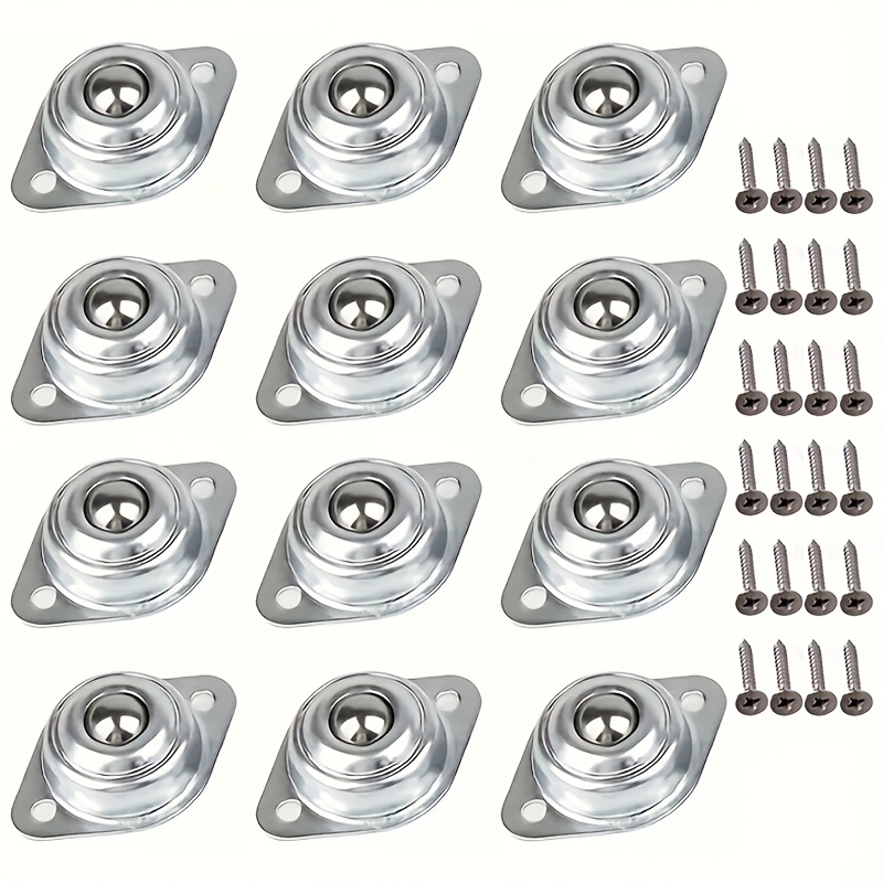 TEMU 12 Pack Heavy-duty Ball Bearing Casters With Base And 24pcs Stainless Steel Screws - Capacity Rollers For Indoor Furniture, Tables, Cabinets,