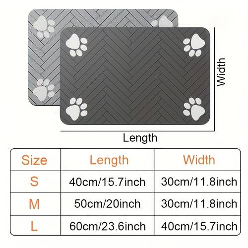 geometric paw print dog food mat non slip quick absorbing pet bowl mat rectangular design suitable for small to medium dogs durable pet accessory