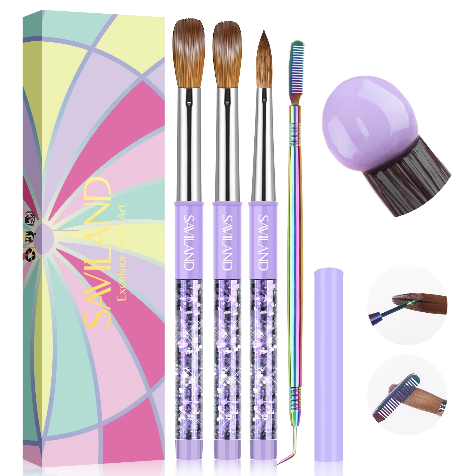 

Saviland Acrylic Nail Brush Set: Sizes 6, 10, And 14 Are Professional Nail Brush Cleaning Tools Suitable For Acrylic Applications, Acrylic Powder Nail Art, 3d Nail Carving, And Diy Nail Art