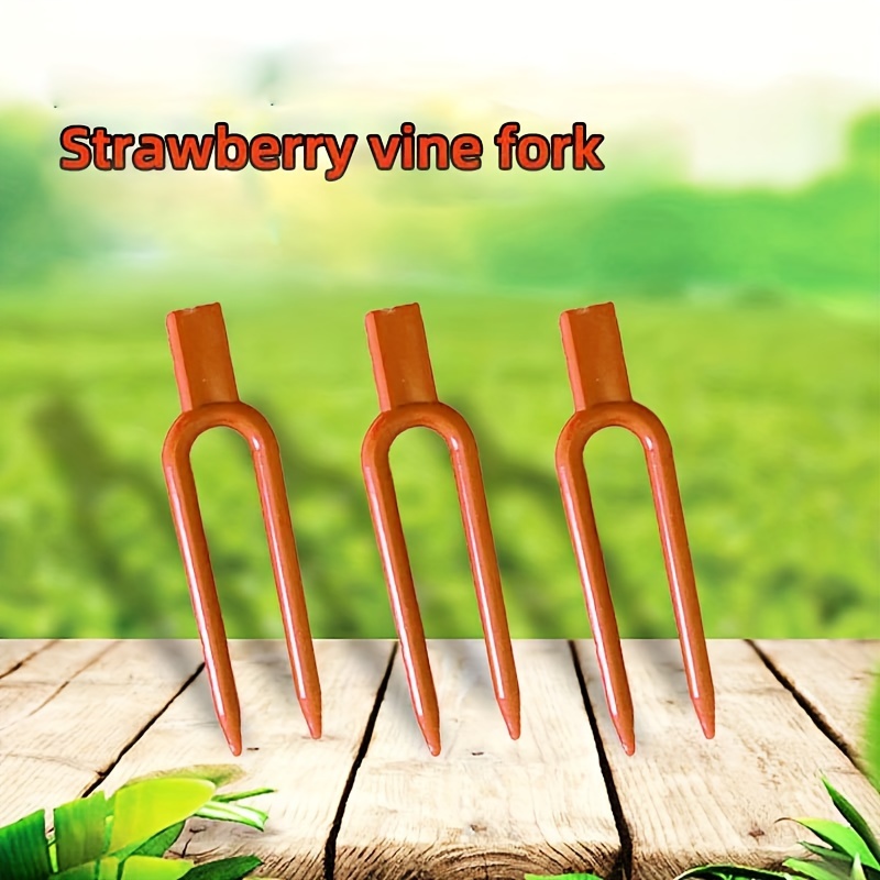 

100pcs Red Plastic Garden Stakes - Strawberry & Support Clips, Planting Forks For Root And Stem Fixation