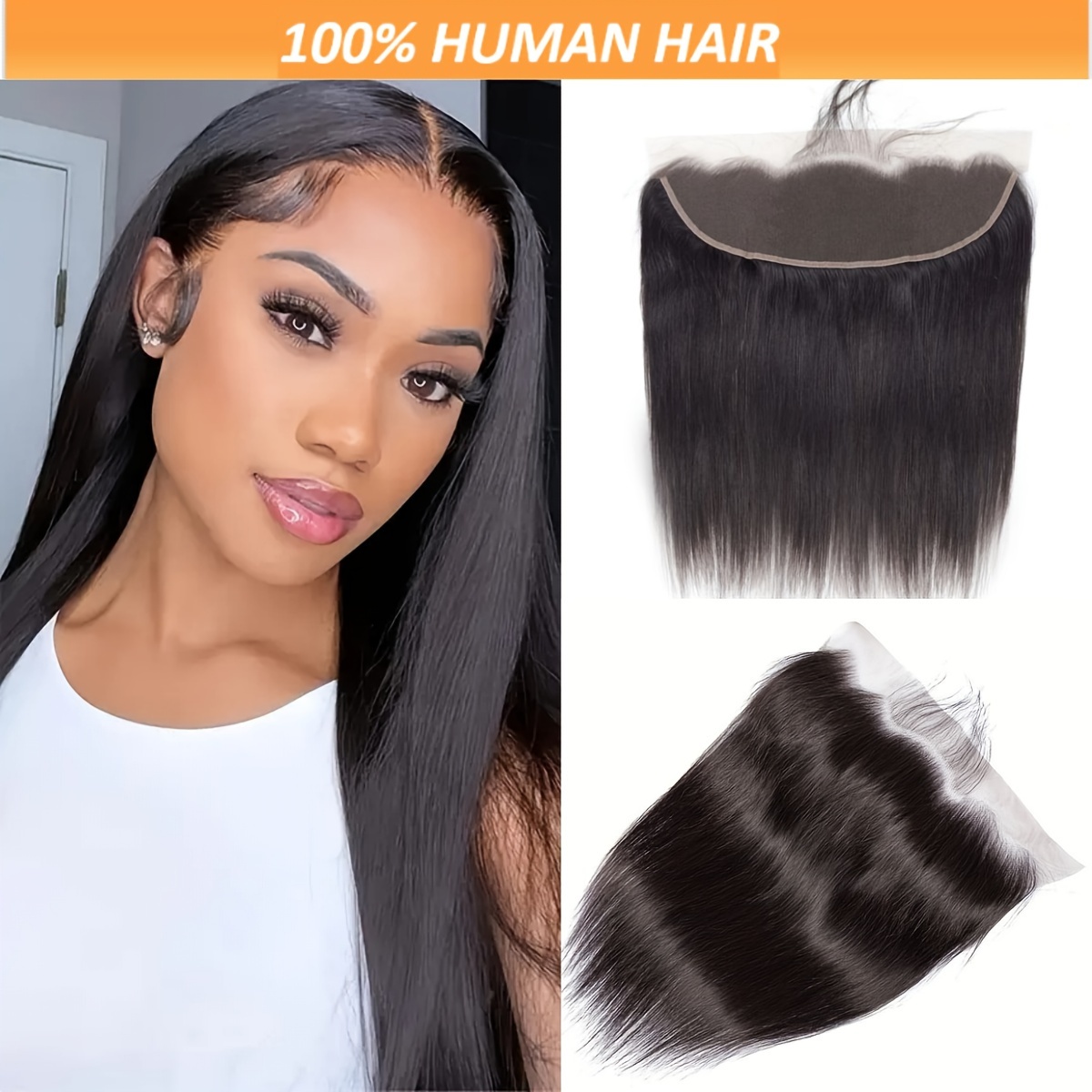 

Premium Hair Hd Lace Frontal Closure - Straight, Transparent Ear-to-ear 13x4 Pre- With Baby Hairs For Women