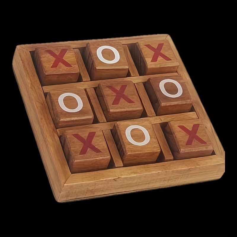 

1 Set Wooden Xo Blocks Game - Classic Toe Board Game For - Farmhouse Style Tabletop Game For And Gifts