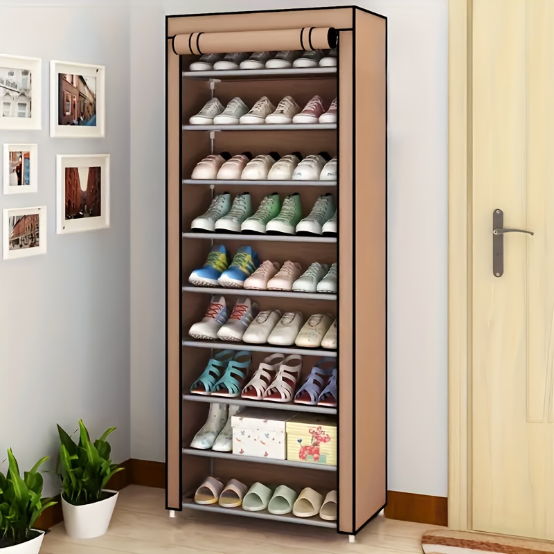 1  tier shoe rack organizer freestanding shoe cabinet metal construction floor mount with no wood for bathroom bedroom entryway versatile room   non electric details 0