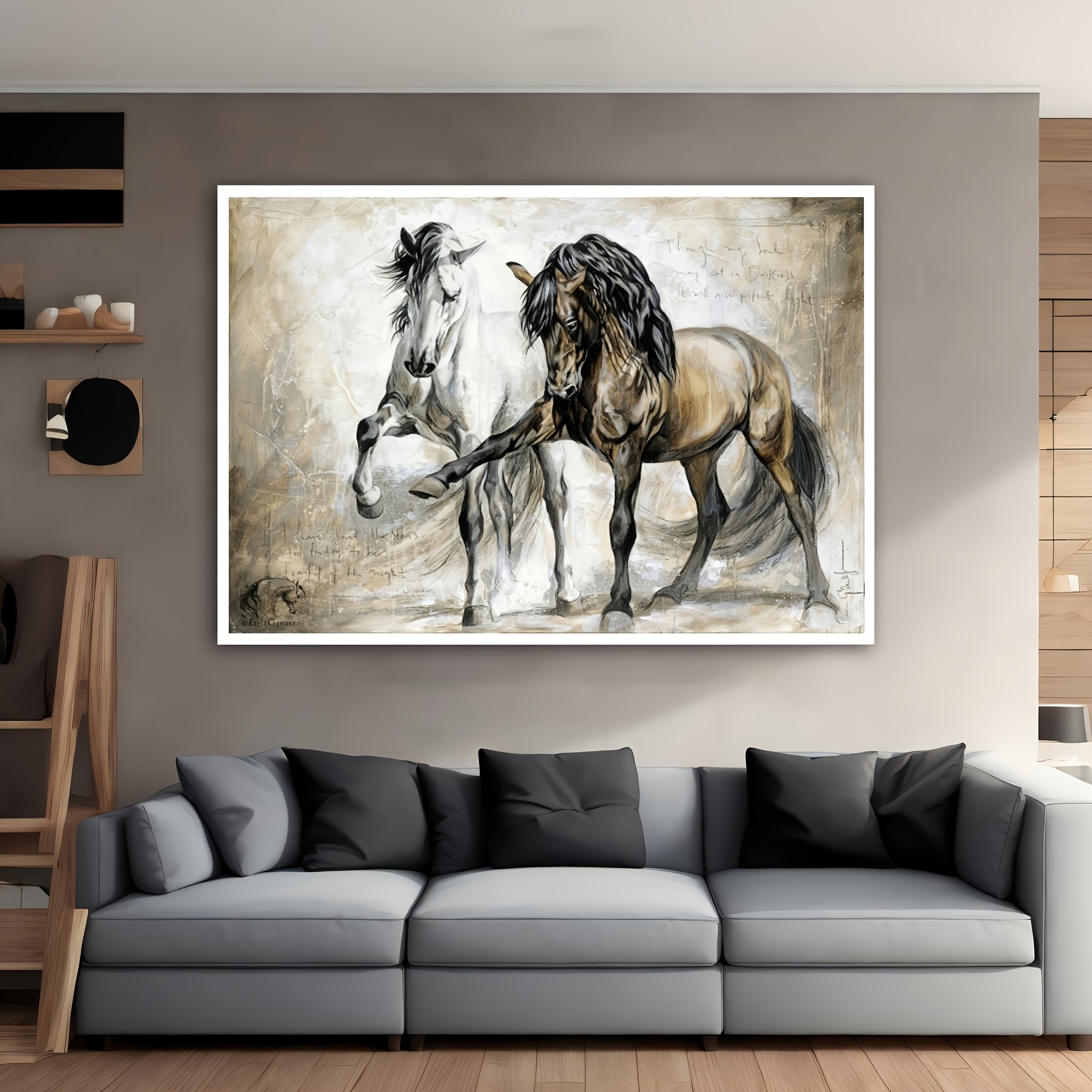 TEMU Impression d'art de cheval vintage moderne cadre, 2D plat, 2D plat, décoration pour salon, affiches sur toile et décoration de chambre, choix de