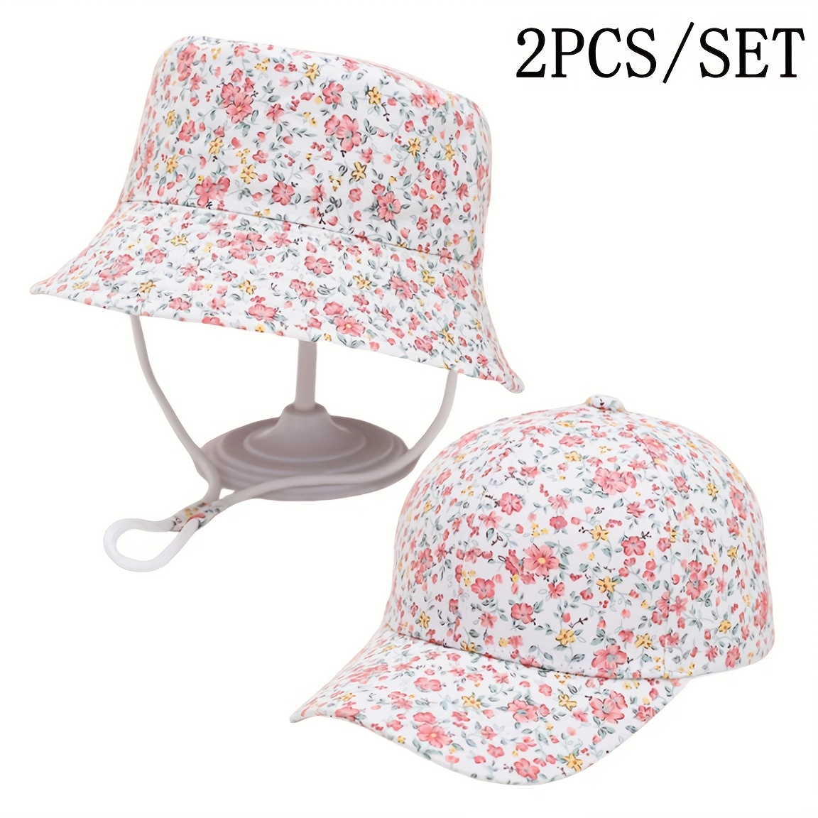 2pcs Unicorn Print Baseball Cap And Hat Set For Girls, Spring Summer Kids Outdoor Fisherman Hat