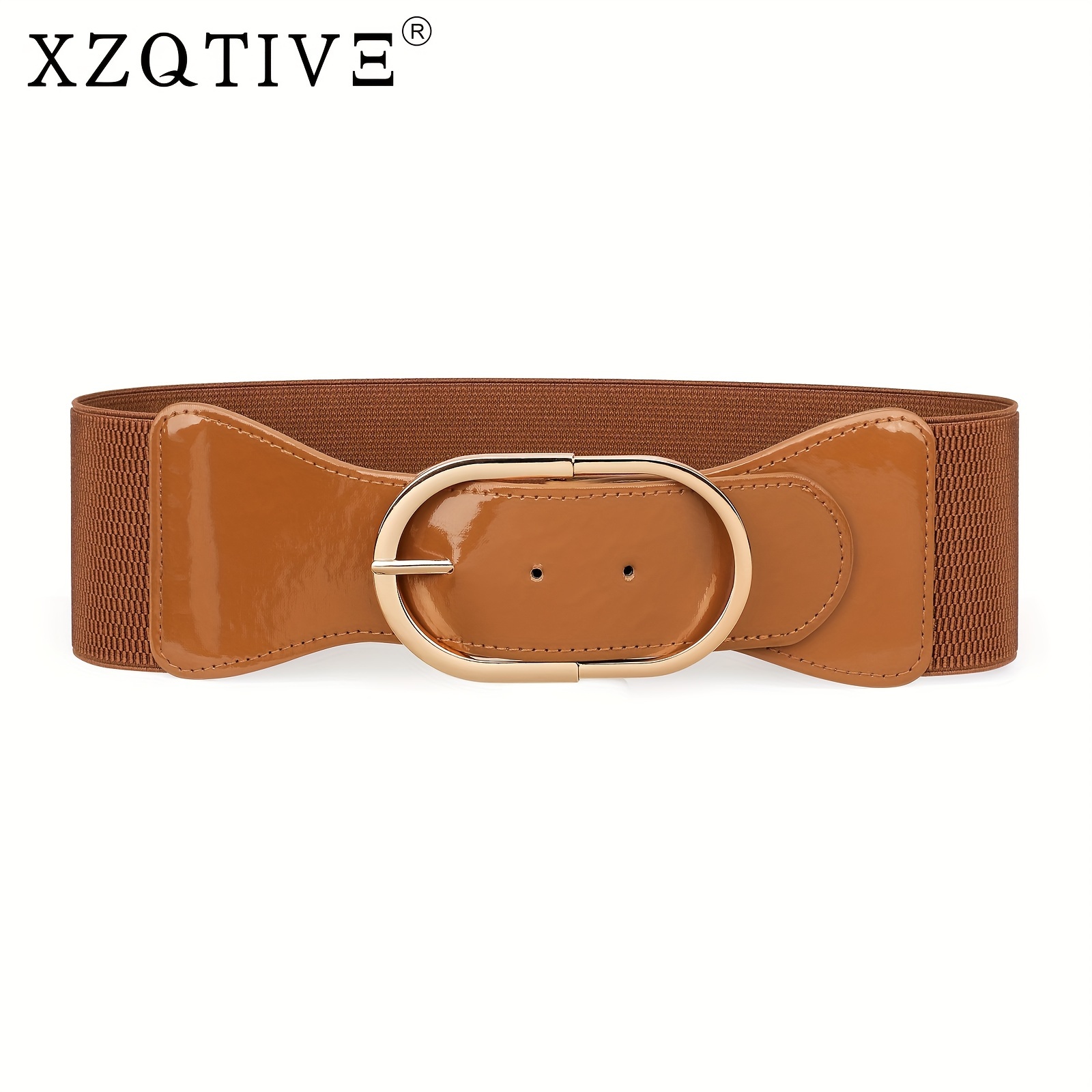 chinese dress ladies Wide Belts for Women Fashion Elastic Belt for Dresses Vintage Waist Belt  Ladies Stretchy Belt Gold Buckle,black 26