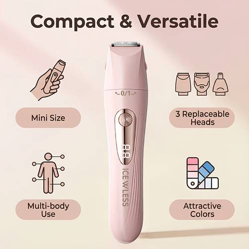 Women's Hair Remover Electric Shaver 2-in-1 Trimmer & Shaver for Bikini, Underarm, Body - Painless Hair Trimmer with Dual Heads