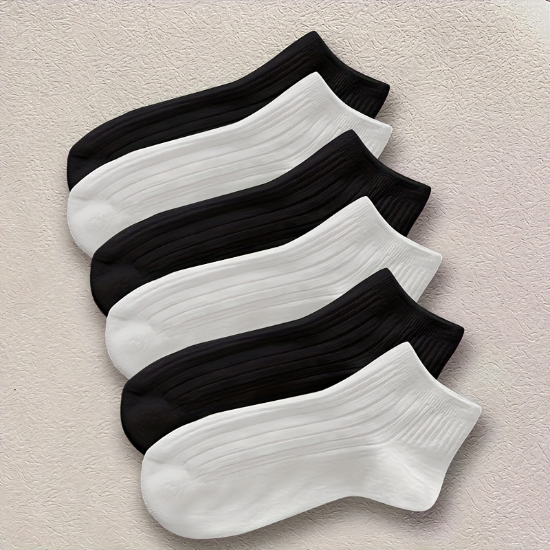 

5/6 Pairs Solid Socks, Simple & Comfort All- Ankle Socks, Women's Stockings & Hosiery