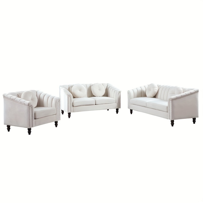 Beige Two Piece Set Living Room Sofa Bedroom - Temu