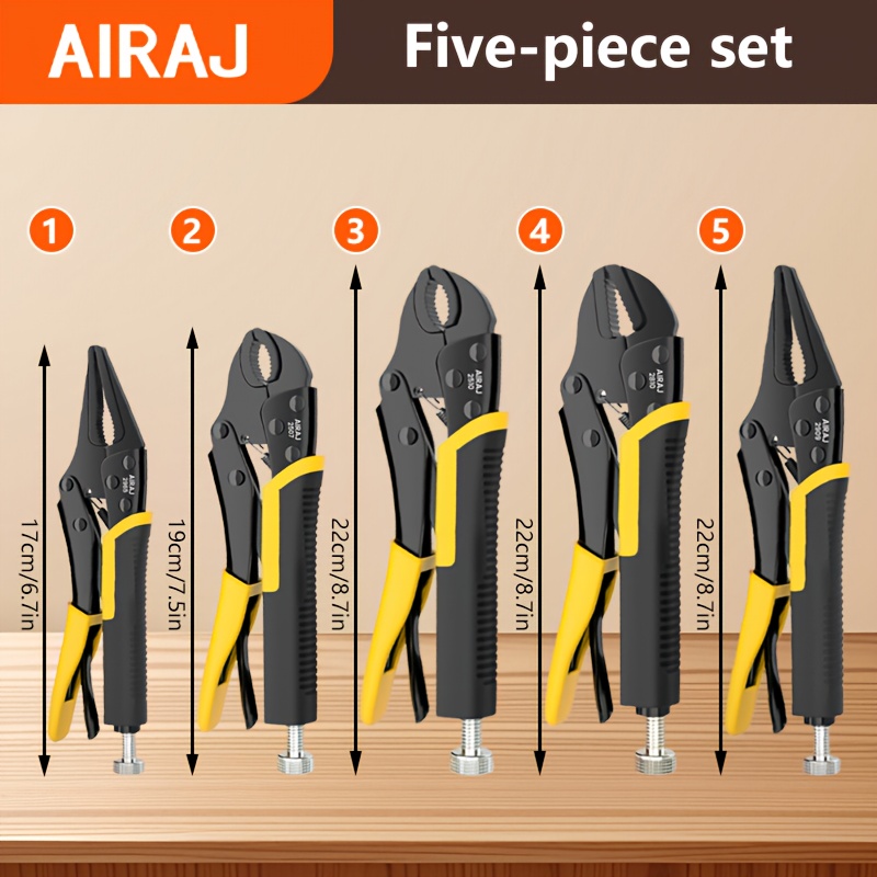 TEMU Airaj 5pcs Heavy-duty Pliers, Multifunctional Pressure Pliers, Fixture Pliers, Water Pipe Pliers, Multifunctional Hardware Tool Set, Anti Slip