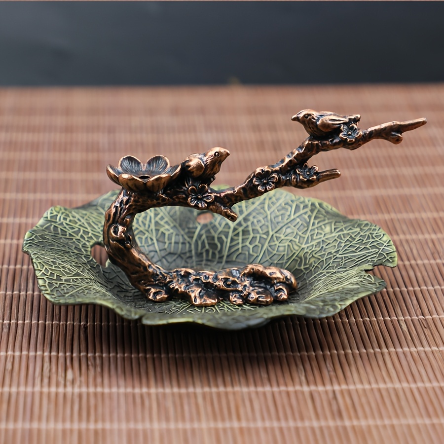E-shop Neuer chinesischer Stil Kreatives Design Insekten-bis zum Lotusblatt-förmiger Untersetzer, Pflaumenzweig-Räucherstäbchenhalter für