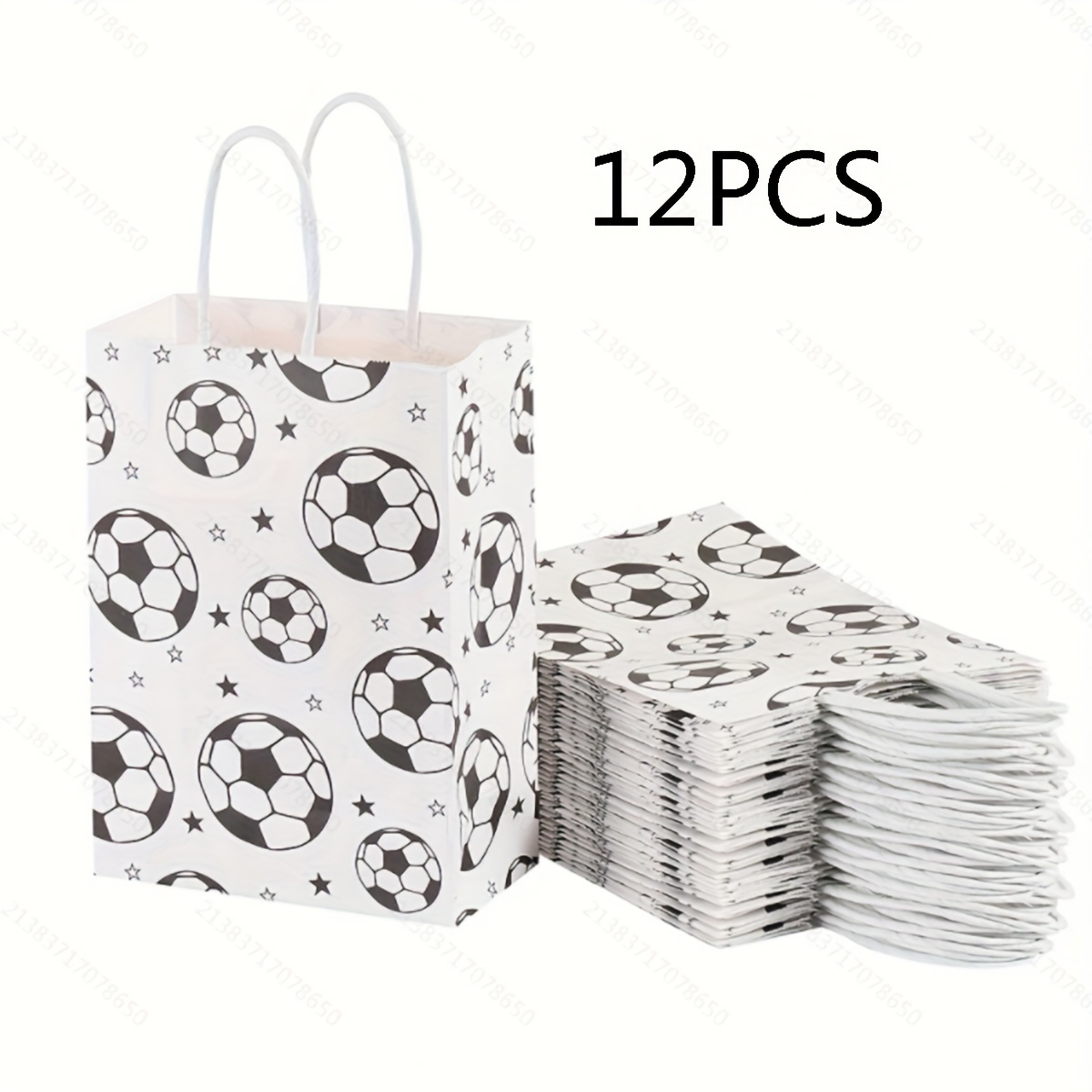 Image of 12pcs 21*15*8cm White Football Party Paper Gift Bags