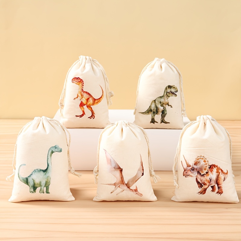 

6pcs Dinosaur Themed Drawstring Gift Bags - Birthday Parties, Showers & Party Decorations