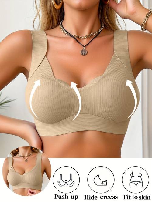 single pack full coverage adjustable wireless bra for large bust anti sagging underwire bra