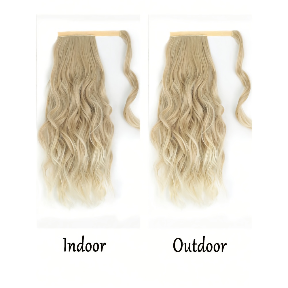 20 inch curly wavy ponytail extension in   made from high strength synthetic fibers for women details 1
