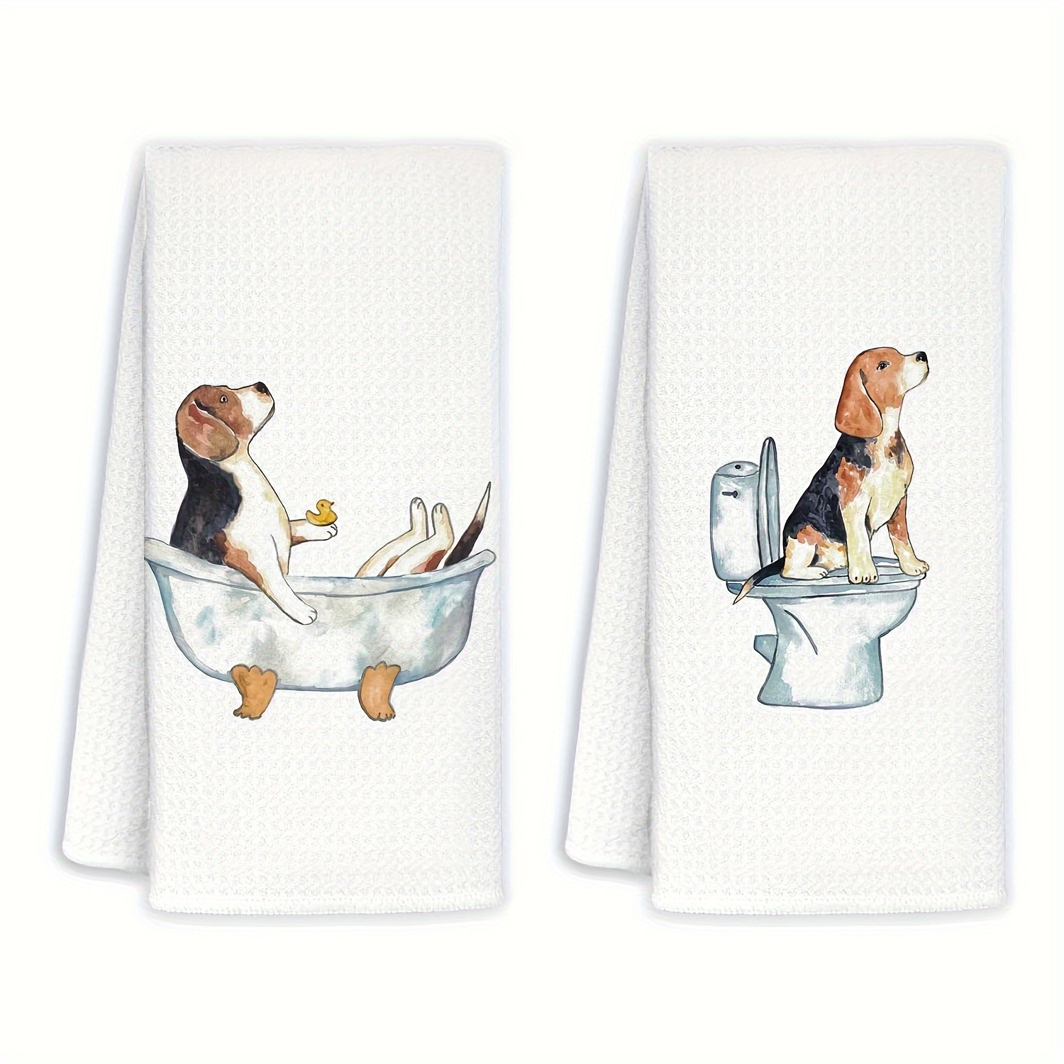 

Beagle : 2pcs Polyester Hand Towel Set - Modern Cartoon , Perfect Gift For Beagle Enthusiasts, 16x24 Inches