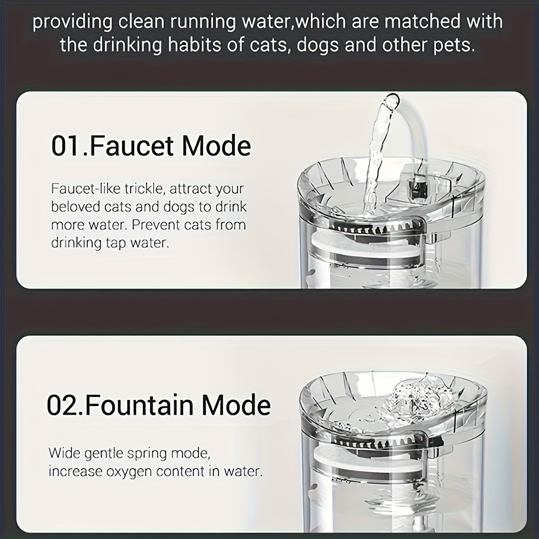 1.8L Smart Pet Water Dispenser with Faucet - - IPX5 & Dog Water Dispensers, Smart Feeder System with Low-Maintenance Filter, Transparent Water Tank for Easy Monitoring, Compatible with Tap Water for
