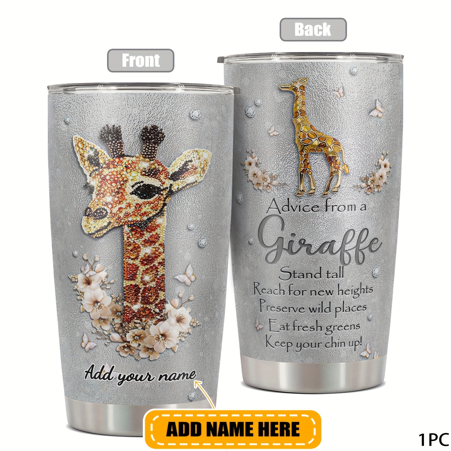 

Custom Name 20oz Tumbler - Perfect Giraffe Lover Gift, Mug With Funny Print For Friends, Family & Coworkers - Bpa-free Metal, Reusable, Hand Wash Only