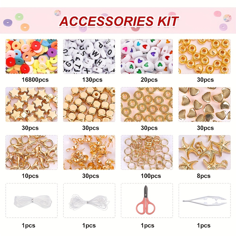 16800 pcs polymer clay beads for bracelet making kit 168 colors flat round polymer clay beads friendship bracelet kit for diy jewelry making details 3