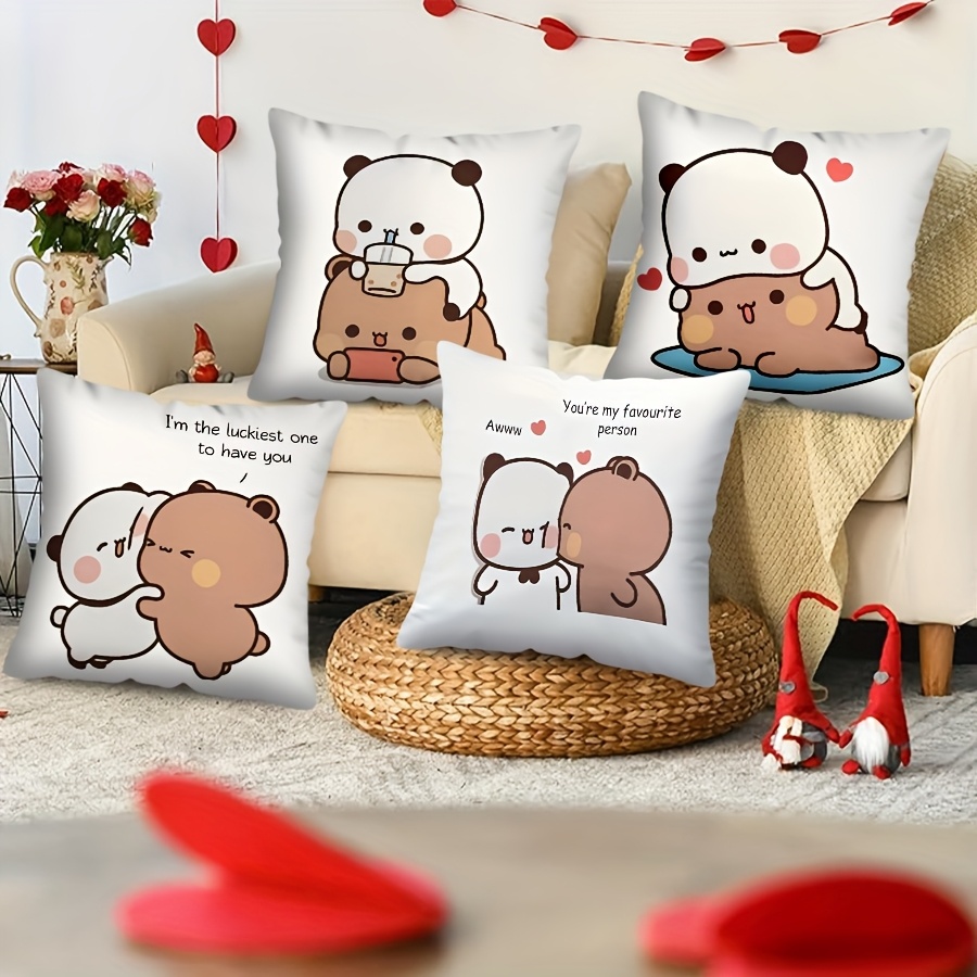 1pc adorable panda bear couple cushion cover 17 7x17 inch Temu