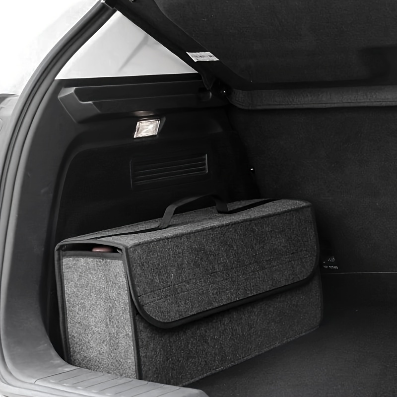 

1pc Car Storage Box, Portable, Foldable Car Trunk Organizer, Felt Cloth Storage Box, Car Interior Tidying Container, Car Organizer