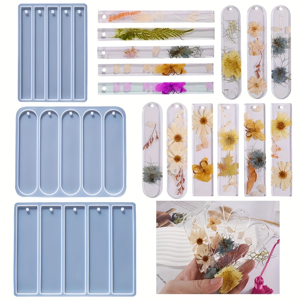 

Kit de Fabrication de Marque-pages Floral DIY - Moule Rectangulaire en Silicone pour Résine Époxy, Fleurs Séchées Multicolores & Accessoires, Idéal pour Décorations de Livres Faites à