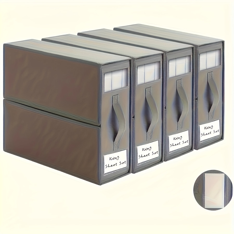 

A Minimalist Non-woven Storage Box With Clear Windows, A Foldable Bedding Organizer Set, Washable, Without Decorations - Linen And Clothing Storage Boxes For The .